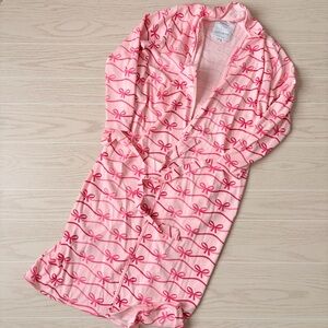 Monica and Andy Paris Hilton Maternity Lounge Robe Size M/L Pink Bows Cotton